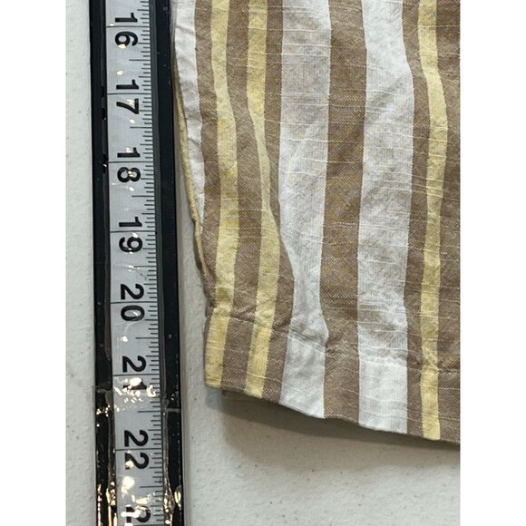 Mlle Gabrielle Plus 2X Cropped Pants Yellow White Striped High Rise Cotton - Picture 12 of 14